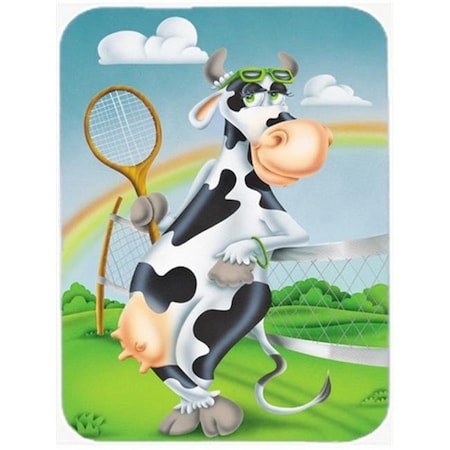 Cow Playing Tennis Mouse Pad; Hot Pad Or Trivet